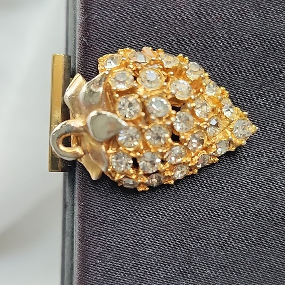 Vintage Unbranded Black Satin Evening Bag W/ Gorgeous Faux Diamond Clasp, $40 - Picture 3 of 10